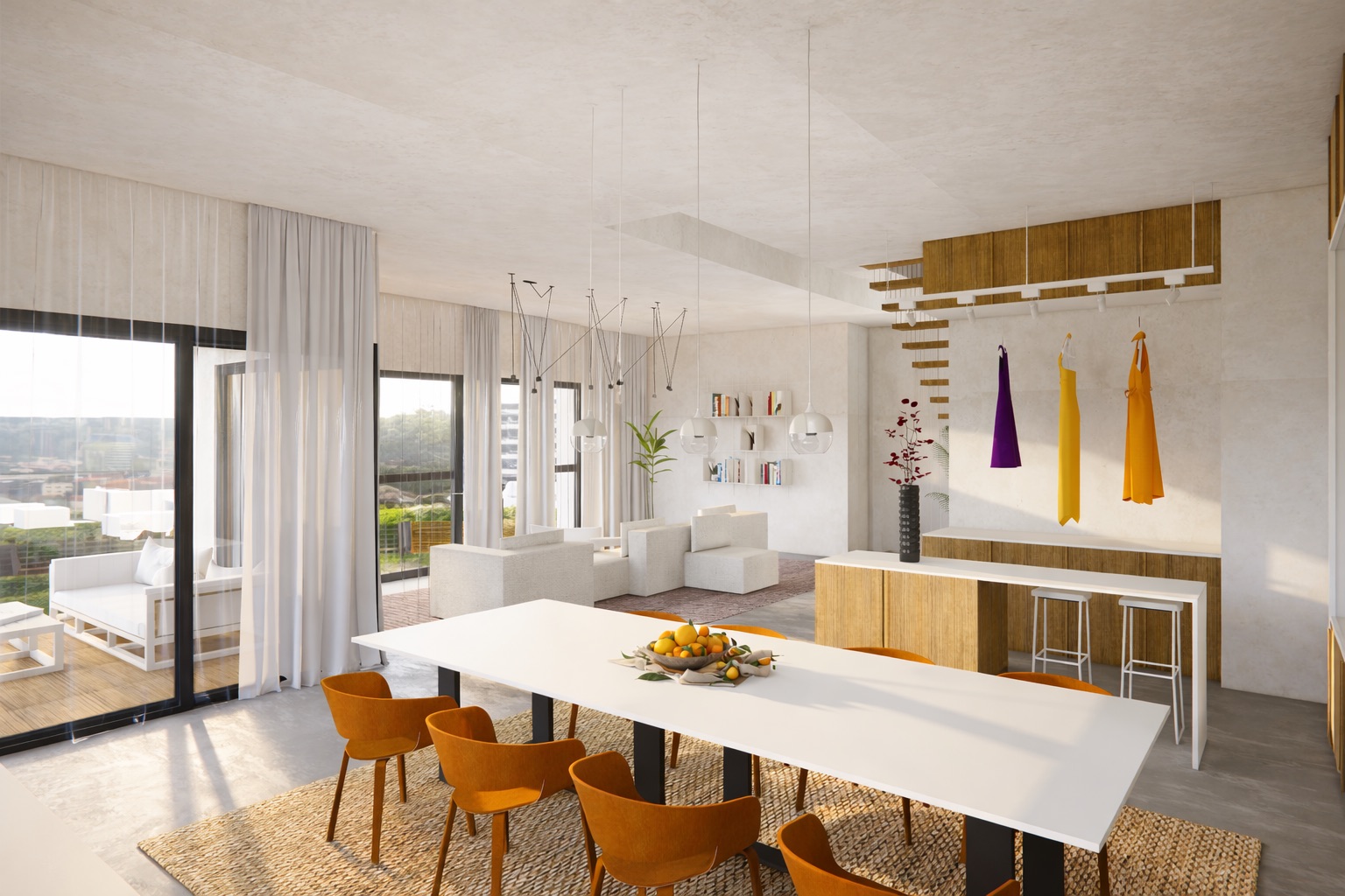 Penthouse in Tel Aviv, open dining and living space